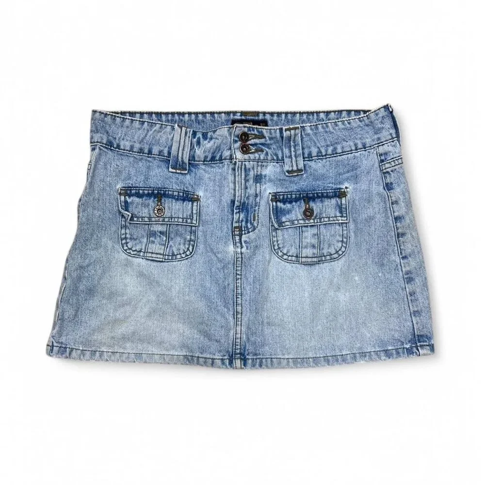 Vintage L.E.I. Low Rise Blue Denim‎ Mini Skirt Y2K Size 7